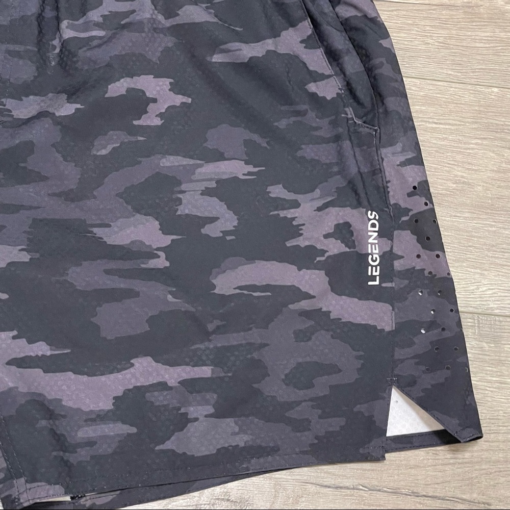 Legends Shorts Training Black Camouflage Camo Size XL Drawstring 7” Inseam - Picture 2 of 8